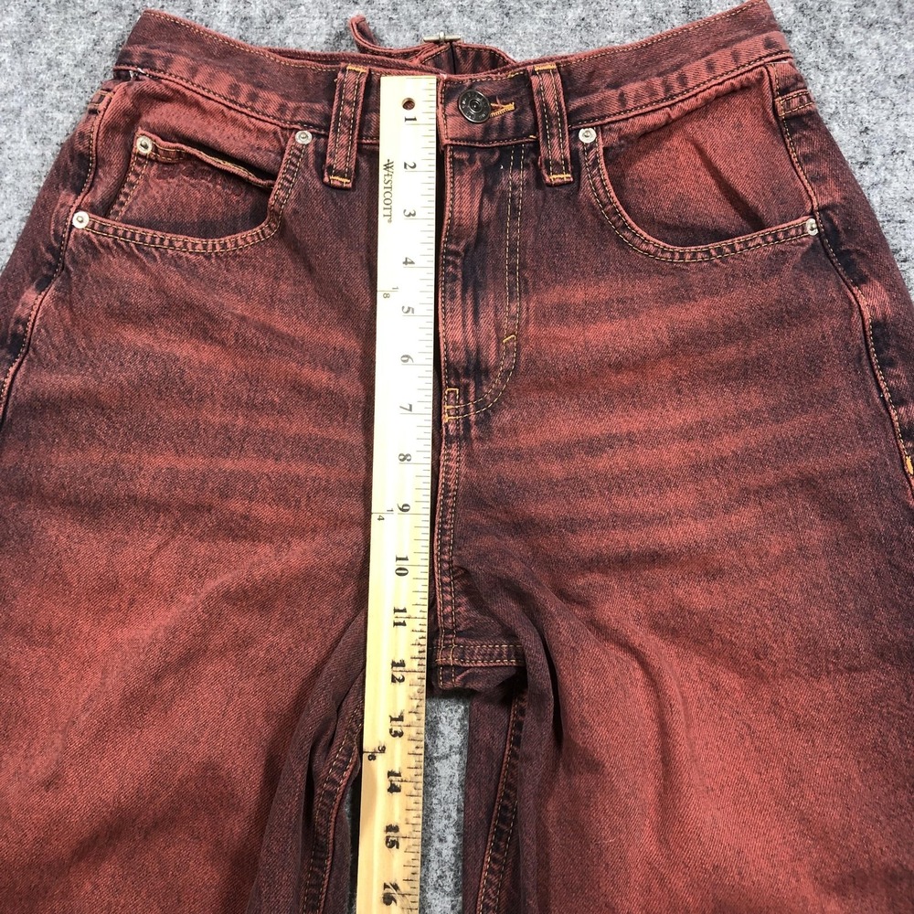 BDG Jeans Womens 28W Red High Rise Wide Leg Adjustable Waist Denim Relaxed - Picture 10 of 16